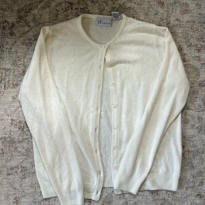 Vintage Cream Crewneck Button-Front Sweater - Men